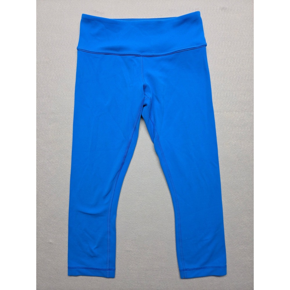 Lululemon Wunder Under Crop Leggings Size 4 Blue Yoga Pants Gym Workout
